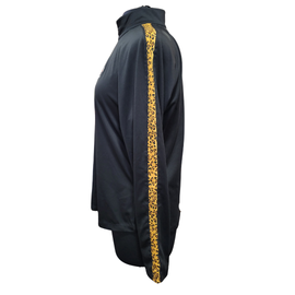 Greg Norman Women's Black & Leopard Print Pullover w/ Logo Size L - 0