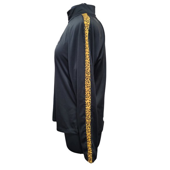 Greg Norman Women's Black & Leopard Print Pullover w/ Logo Size L