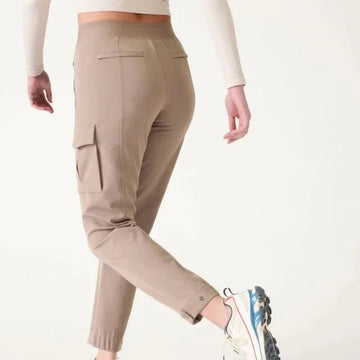 New Athleta Taupe Endless High Waist Cargo Travel Pant Size 12 T MSP$129 - 0