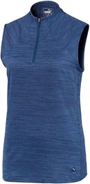 New Women's Puma Daily Mock Neck Sleeveless Golf Polo -Denim Heather Size XXL-1