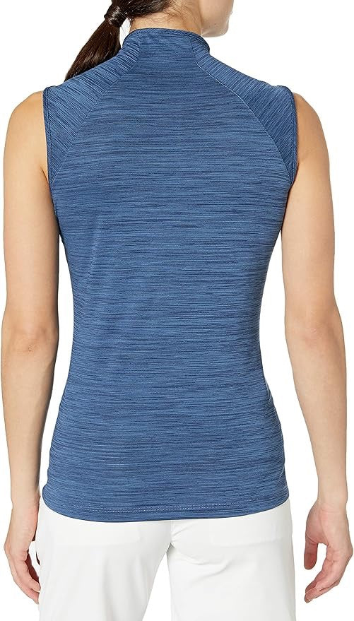 New Women's Puma Daily Mock Neck Sleeveless Golf Polo -Denim Heather Size XXL