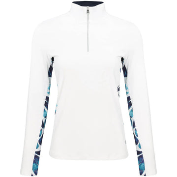 New Lohla Sport White Desiree Long Sleeve Zip Mock Golf Top Size L MSP$140