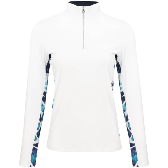 New Lohla Sport White Desiree Long Sleeve Zip Mock Golf Top Size L MSP$140