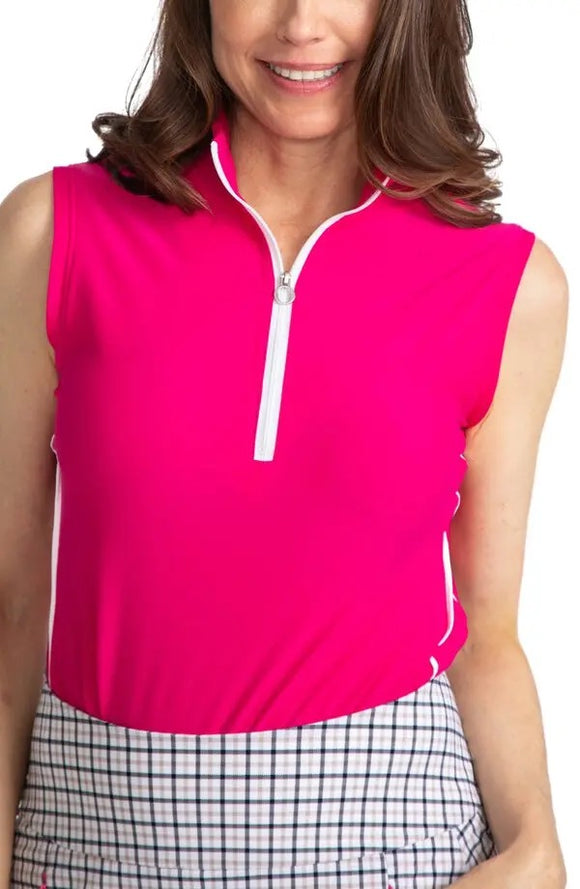 Kinona Sport Hot Pink Keep it Covered Sleeveless Golf Top Size L MSP$118