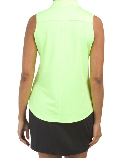 Belyn Key Women's Neon Green Keystone Sleeveless Golf Top Size L MSP$118