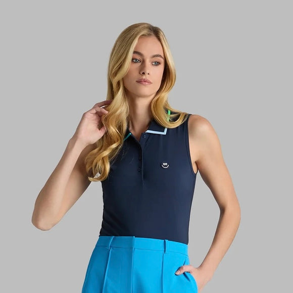 New G/Fore Women's Silky Nylon Twilight Sleeveless Golf Polo MSP$110