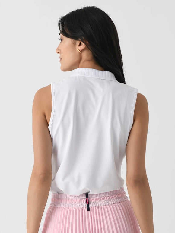 New G/Fore Women's Embroidered Tech Pique Sleeveless Golf Polo Size L MSP$130