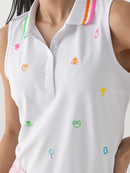 New G/Fore Women's Embroidered Tech Pique Sleeveless Golf Polo Size L MSP$130-3