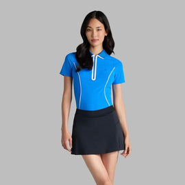 New G/Fore Women's Lightweight Zip Golf Polo - Lisbon Blue Size L MSP$145 - 0