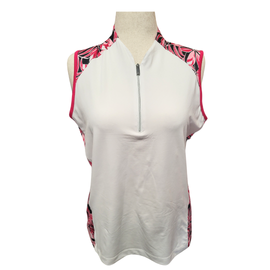 Tail Magenta, White & Black Floral Print Funnel Polo Size XL MSP $89