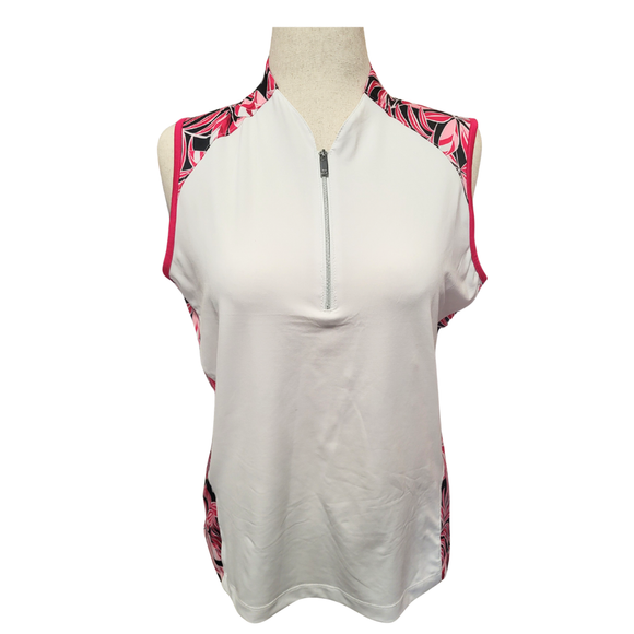 Tail Magenta, White & Black Floral Print Funnel Polo Size XL MSP $89