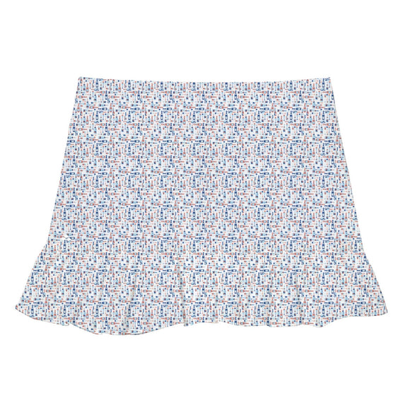 New Scales Womens Sea Glass Court Love Skort  White/Coral Size S MSP$75