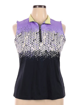 Tail Purple & Black Print Sleeveless Golf Top Size L