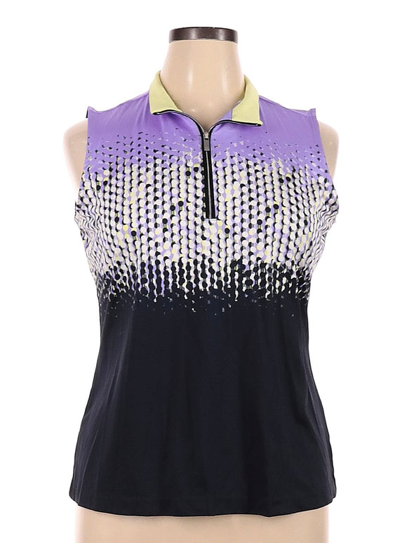 Tail Purple & Black Print Sleeveless Golf Top Size L
