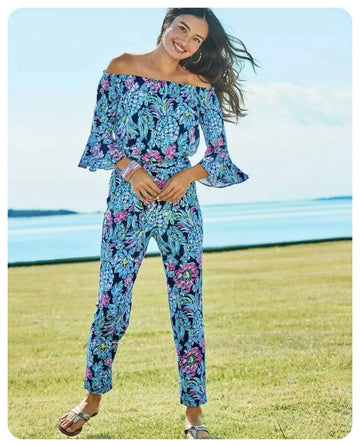 Lilly Pulitzer Calla Navy Pineapple Paradise Jumpsuit Size S MSP$188