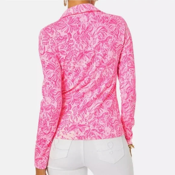 Lilly Pulitzer Reema Polo Top In Pink‎ Blossom Foxy Llama Size S MSP$98