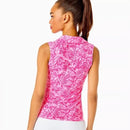 Lilly Pulitzer Luxletic Sleeveless Golf Top Pink Blossom Foxy Llama Print Size S MSP$108-2