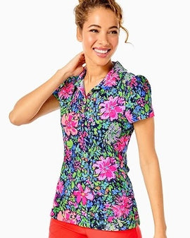 Lilly Pulitzer Golf Polo - Lil Festive Fantasy Print Size S MSP$108