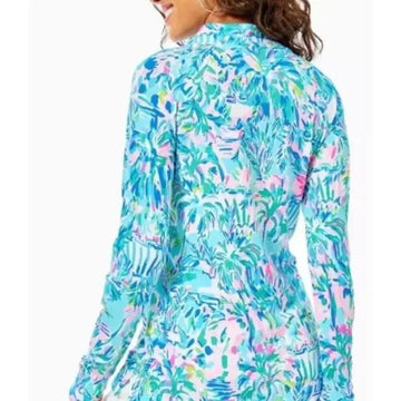 Lilly Pulitzer Cassi Popover in BLue Ibiza Cabana Cocktail Size XS MSP$128 - 0