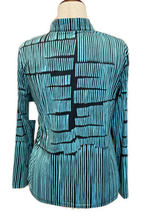 Jamie Sadock Sunsense Aqua & Black Long Sleeve Sun Shirt Size L MSP$99