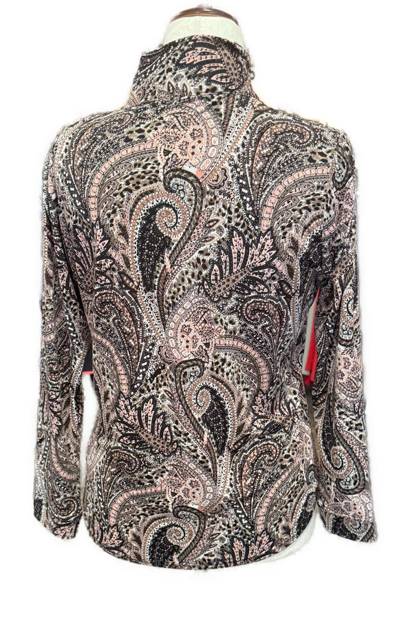 Corsican Golf Women’s Black & Brown Paisley Print Pullover Size XL MSP$96