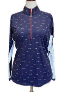 Fairway & Greene Women's Navy Swimmer Print Golf Pullover Size XL MSP$138-1