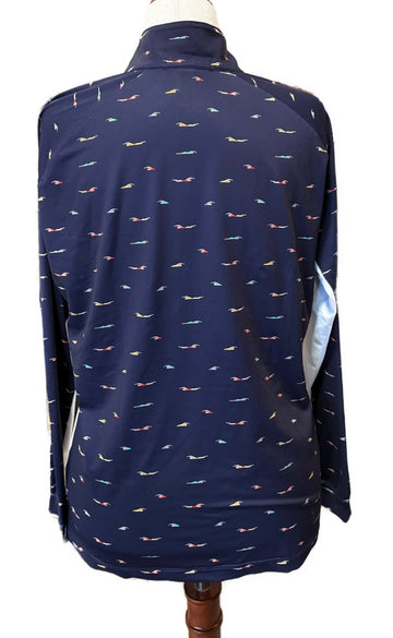 Fairway & Greene Women's Navy Swimmer Print Golf Pullover Size XL MSP$138 - 0