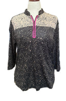 Jamie Sadock Women's Black & Tan 3/4 Sleeve Golf Top Size L-1