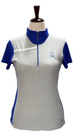 Annika Cutter & Buck Blue, White, Gray & Silver Women's Short Sleeve Top w/Logo Size S