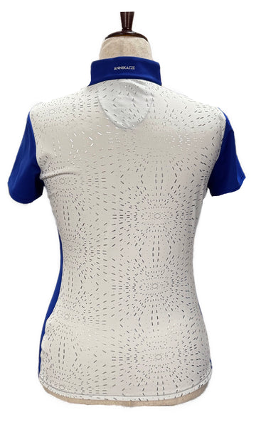 Annika Cutter & Buck Blue, White, Gray & Silver Women's Short Sleeve Top w/Logo Size S - 0