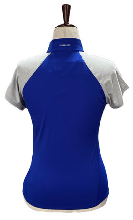 New Annika Cutter & Buck Blue & Gray Women's Short Sleeve Top w/Logo Size S MSP$92 - 0