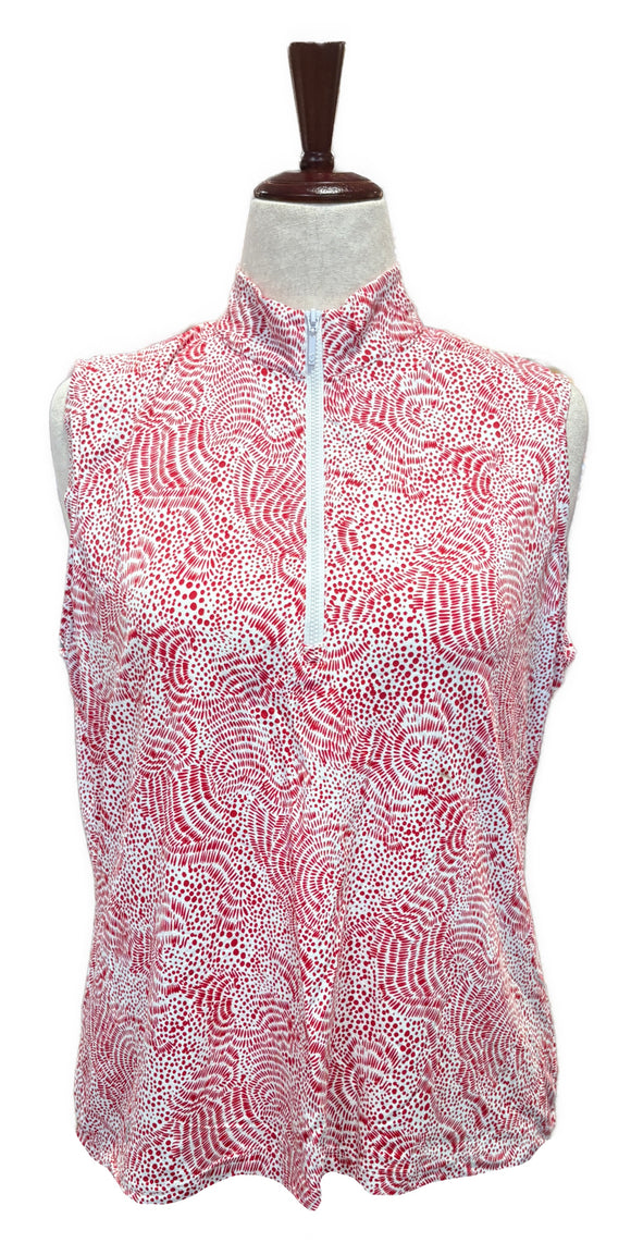 GGBlue Women's Red & White Print Sleeveless Golf Top Size XL MSP$84