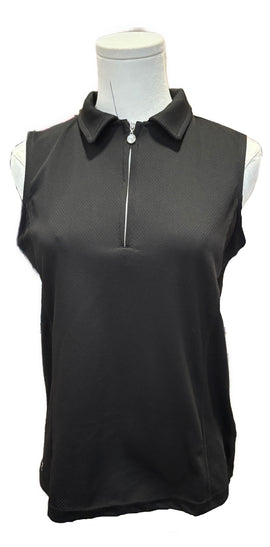 Daily Sports Black Sleeveless Mesh Mock Top Size S