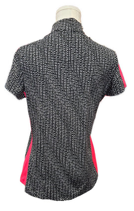 Tail Black & White Dot Polo w/ Hot Pink Accents Size S - 0