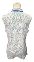 New G/Fore Women's Silky Tech Floral Sleeveless Golf Polo w/ Logo Size L MSP$110-2