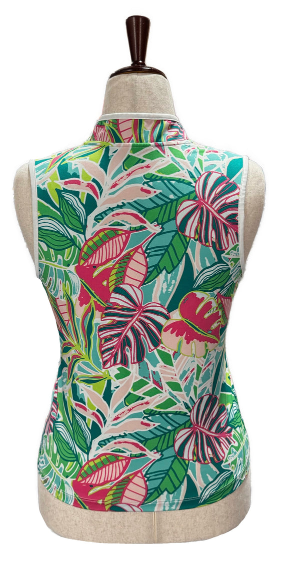 Sigrid Olsen Tropical Foliage Sleeveless Top Size M