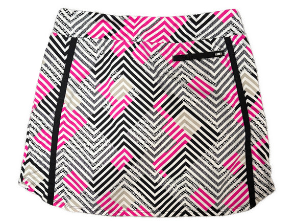 Tail White Label Black, Pink & White Chevron Golf Skort Size L