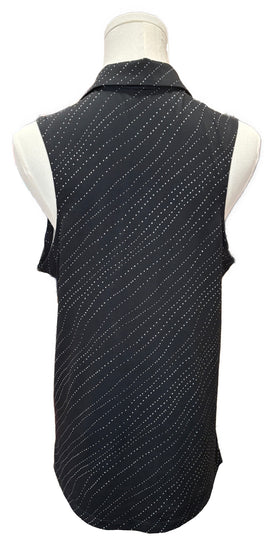 Nike Dri-Fit Diagonal Curved Dotted Black & White Sleeveless Polo Size M - 0