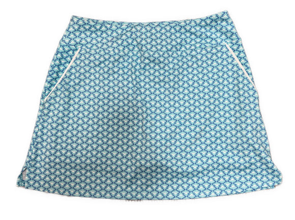 Sigrid Olsen Aqua & Blue Art Deco Fan Golf Skort Size M