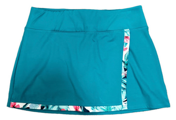 Tommy Bahama Teal Pull-On Wrap Skort w/ Tropical Accent Size L