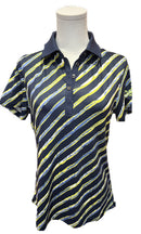 Chase54 Navy, Yellow & White Brushstroke Stripe Polo Size S-1