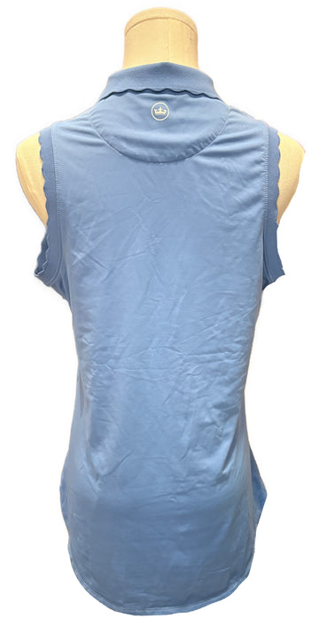 Peter Millar Periwinkle Sleeveless Scallop Polo w/ Logo Size M - 0