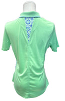 Greg Norman Spring Green & Pale Blue 'Aviara' Logo Polo Size S-2