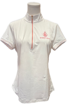 Fairway & Greene White Mock Polo 'Summit Rock' Size M