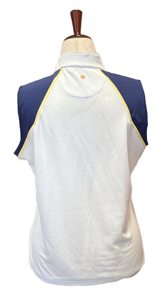 EP NY Women's Snap Y Neck White & Navy Sleeveless Golf Polo Size XL MSP$74