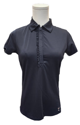 Golftini Navy Ruffled Short Sleeve Polo Size XS MSP $98