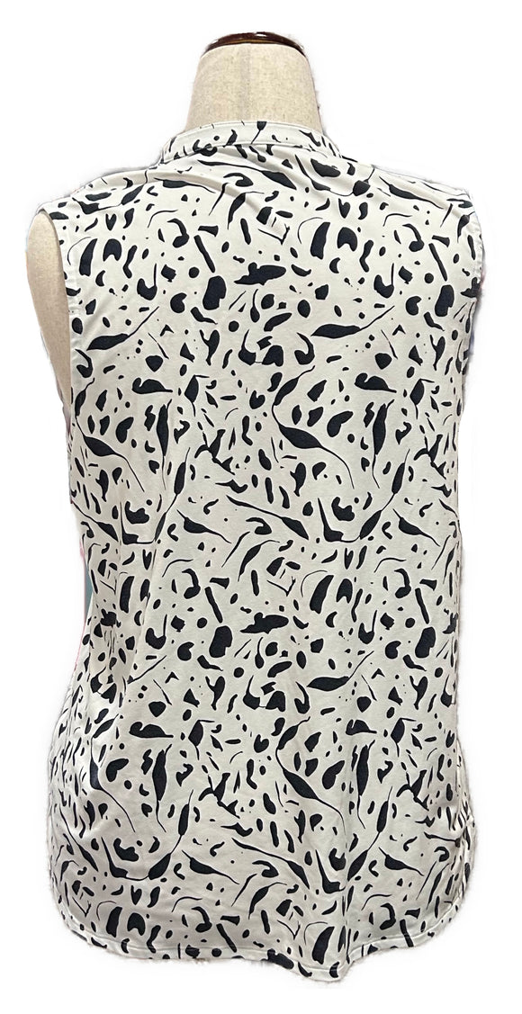 Puma Women's Cloudspun White Chelsea Print Sleeveless Golf Polo Size L