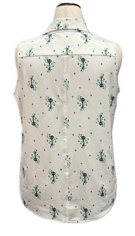Belyn Key White Floral Sleeveless Golf top Size L MSP$116 - 0