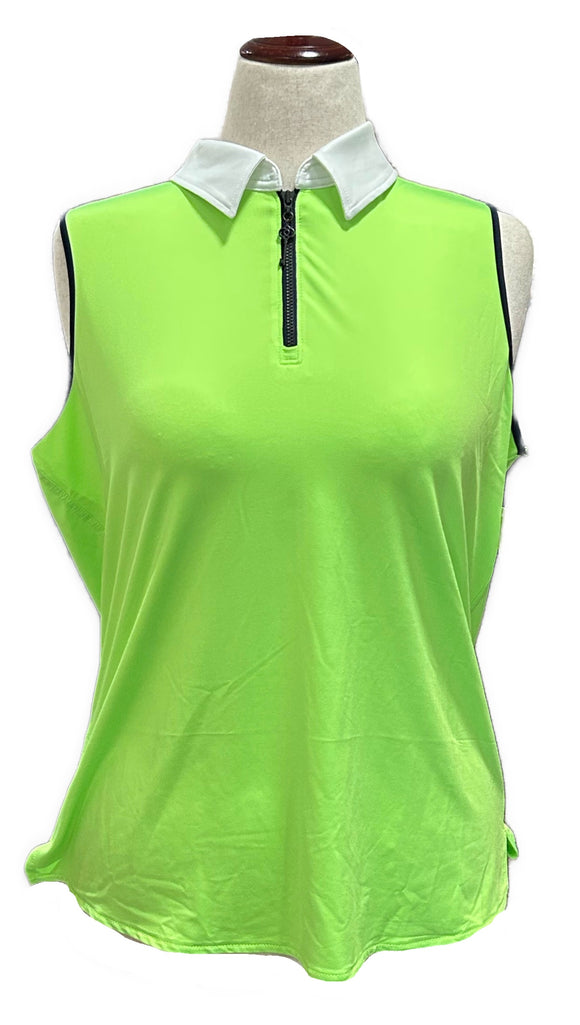 Belyn Key Women's Neon Green Keystone Sleeveless Golf Top Size L MSP$118