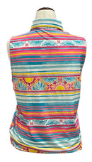Kenny Flowers Women's Aqua & Pink Striped Sleeveless Golf Top Size XL MSP$88-2